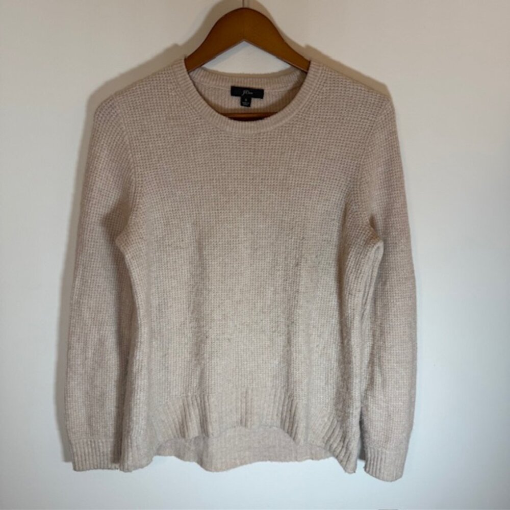 J. Crew Handknit Merino Wool Cream Sweater Cable Knit Sz S Preppy Minimalist
